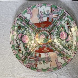 Vintage Chinese medallion porcelain handmade in Macau plate decorative 9"